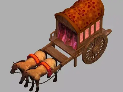 Game Traffic - Red Buggy 06 3D model