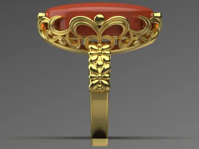 Luxury yellow gold ring with agate stone model gr0118 3D print model