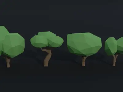 Cartoon trees Polygonal Style Low-poly 3D model