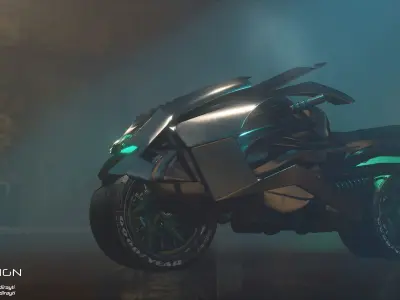 Cyberpunk Concept Motorcycle and Environment 3D model