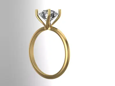Diamond classic Ring solitaire to print  3 Sizes 3D print model