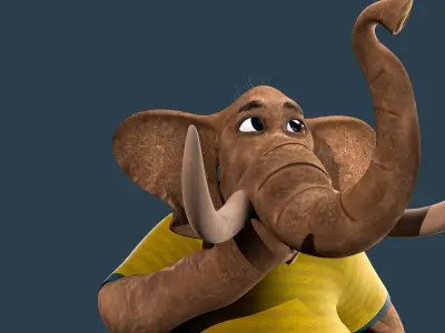Cartoon Elephant Rigged  3D model