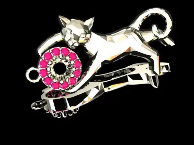 Necklace cat with gems 3D jewel 3D model