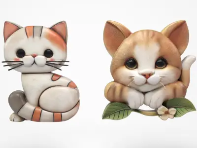 Cats wall decoration Low-poly 3D model