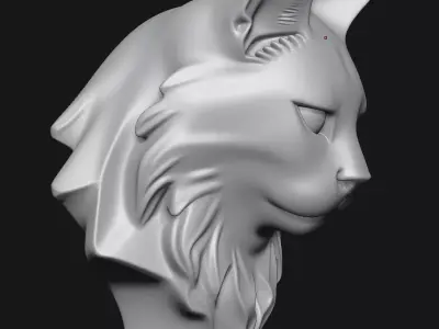 Cat head sculpture 3D print model