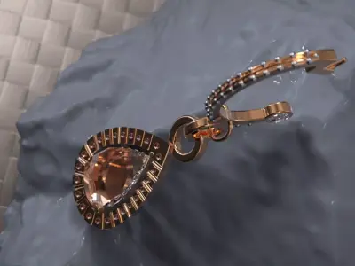 Diamond Earring gold rose ladies design future STL 3D model