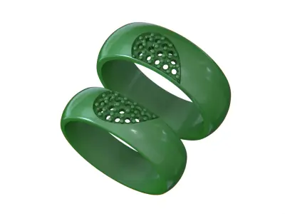 Couple heart Rings Set 3D print model