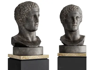 Herakles bust sculpture Low-poly 3D model