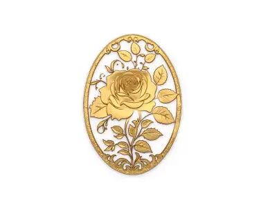 Classic oval carved decor ornament 07 3D model