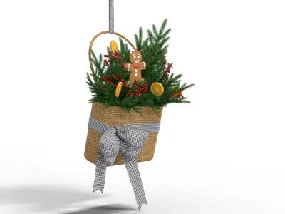 Wreath Basket Christmas Low-poly 3D model