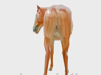 Chestnut Akhal-Teke Horse with Copper Elegance Low-poly 3D model