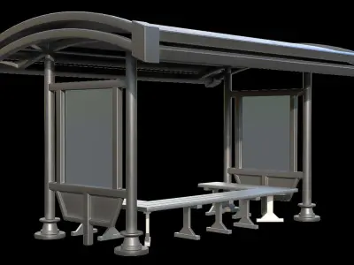 Game Ready Bus Stop 20 Low-poly 3D model