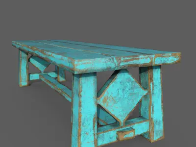 wooden painted  table  Low-poly 3D model