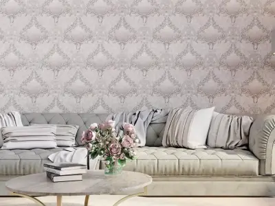 Blush Silver Trellis Damask Wallpaper  Texture