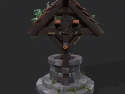Over Grown Well Low-poly 3D model