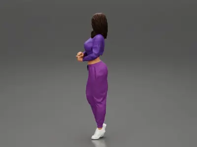 Beautiful girl in sporty outfit standing 3D print model