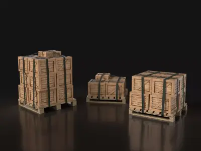 Street Crate Set Free 3D model