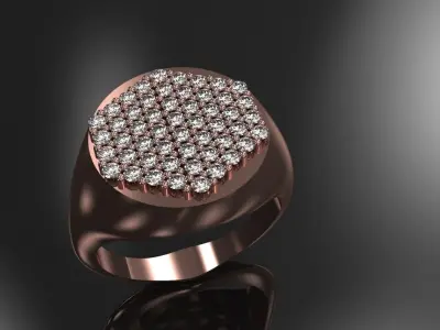 Diamond Signet Ring Size 8 Gold Silver Platinum Jewelry 3D print model
