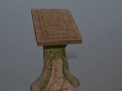 lectern wooden bench Low-poly 3D model