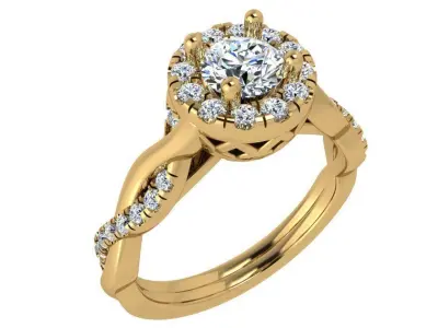 Round Halo Twisted Ring 3550 3D print model