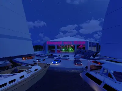 LUXUARY VILLA FOR MUSIC PARTY WITH SPORTS CARS  Low-poly 3D model