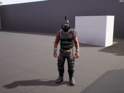 Modular military character 2 - UE4 gameplay demo scene Free low-poly 3D model