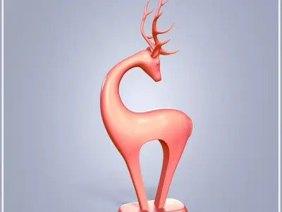 Abstract Deer Figurine - Ready for 3D Printing Low-poly 3D model
