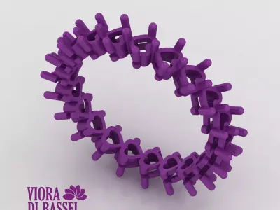 Heart shaped stones tennis ring 3D print model