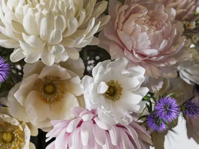 Flower Set 083 yellow pink bouquet 3D model