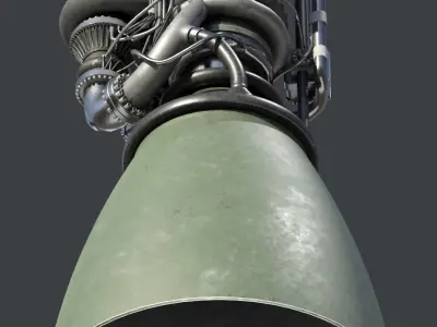 Raptor 2 Rocket Engine Low-poly 3D model