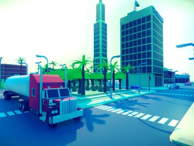 Lowpoly city Assets Package  Low-poly 3D model