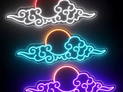 Anime Cloud Sunset Neon Sign 3D model