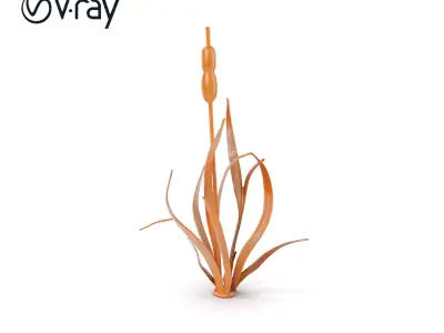Metallic Cattail Sculpture D Model Pack Low-poly 3D model