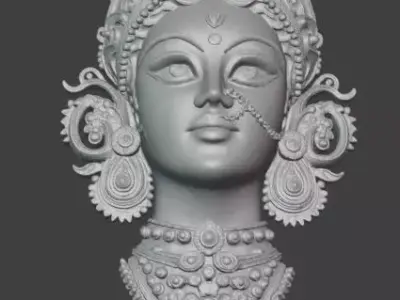 Durga Maa Face Sculpture 3D Model Highly Detailed Indian Goddess 3D print model