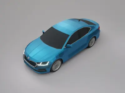 Skoda Octavia 2020 low poly 3D model model Low-poly 3D model