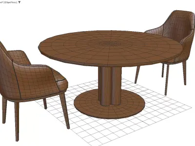 Modern Marble Dining Set with Upholstered Chairs 3D model