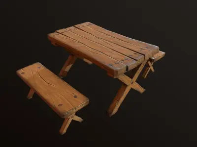Wooden Bench Low-poly 3D model order