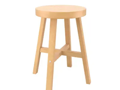 Wood Stool  2 Low-poly 3D model