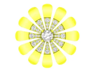 A4535 Diamond Flower Ring 3D print model