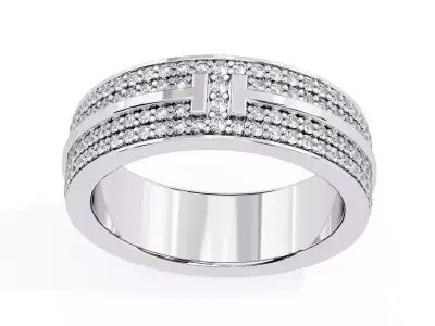 Luxury Double-Row Diamond Band Ring STL 3DM 3D print model