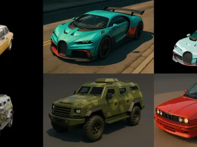 Sport Car bundle 19 pack 100 glb 3D model