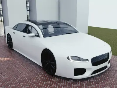 BLENDER EEVEE Brandless Mid Size 4 door sedan Low-poly 3D model