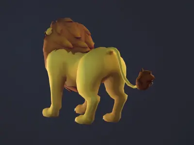 Cartoon Lion - rigged and skinned - Low-poly 3D model