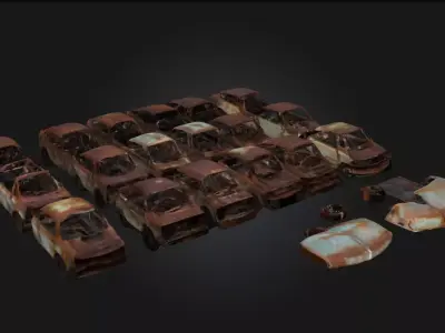 Rusty Car Collection  Abandoned Vehicle 3D model
