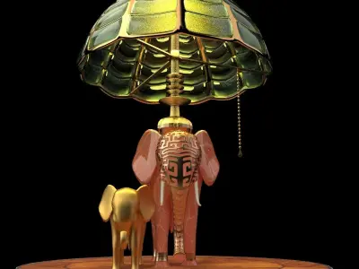 Chinese display stand with elephant lamp  3D model