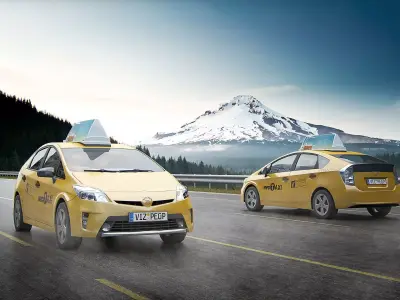 Yellow new taxi car 3D model