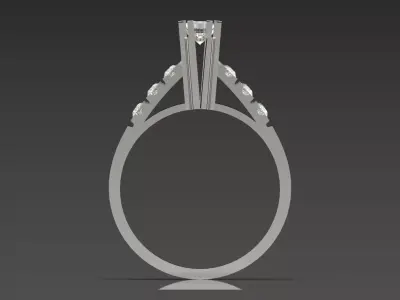 Modern Solitaire Engagement Ring with Diamonds Model sr0089 3D print model