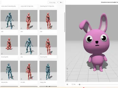 Cartoon Rabbit Little Cute - Rigged  Low-poly 3D model