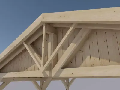 wooden carport 3D model