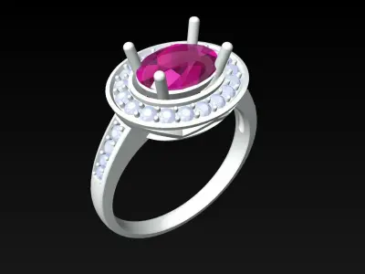 Oval stone ring - Womens  Rings -  N717455 3D print model